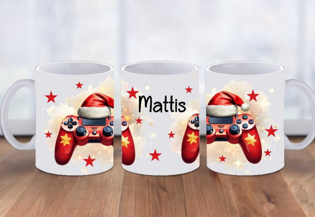 Weihnachtstasse Controller Junge Tasse Weihnachten personalisiert Kindertasse Nikolaus Geschenk - CreativMade 