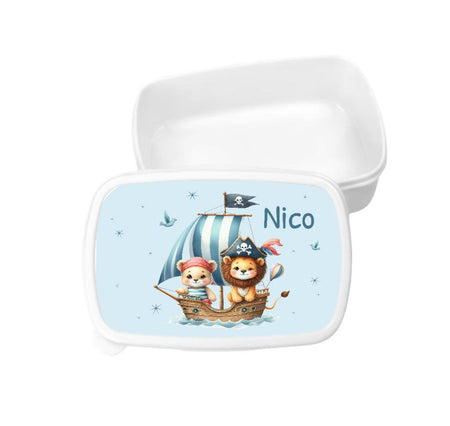 Brotdose Trinkflasche und Rucksack personalisiert Pirat Schiff Kinder Set Edelstahl Flasche Kita Set Kindergarten Kinderrucksack - CreativMade