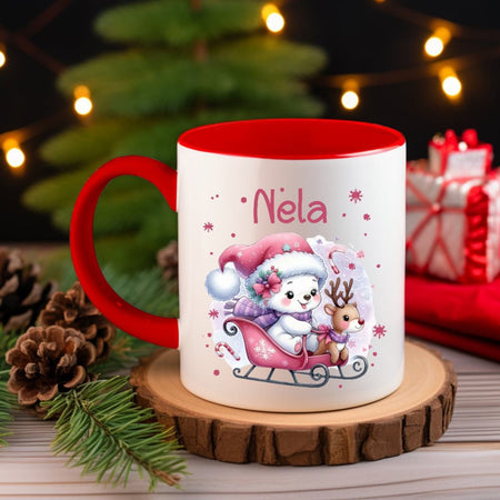 Weihnachtstasse personalisiert Kindertasse Mädchen Tasse zu Nikolaus Geschenk - CreativMade 