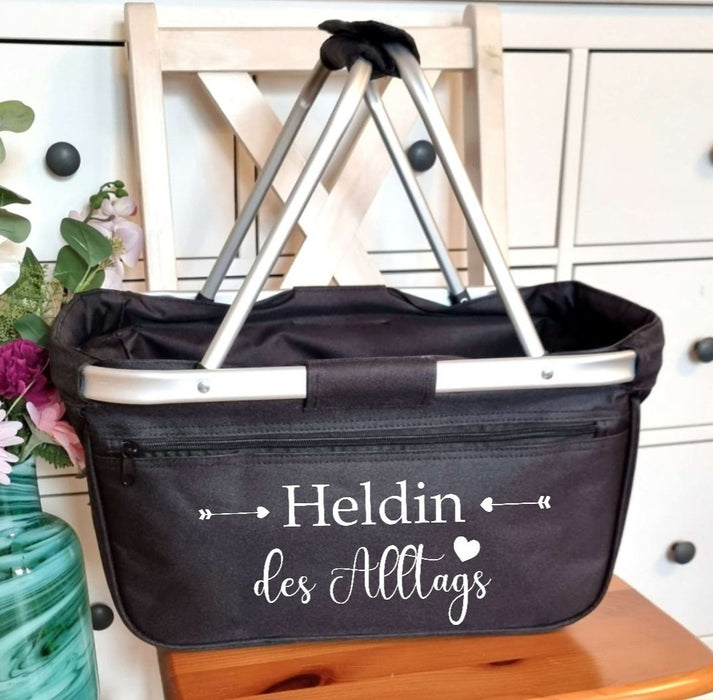 Einkaufskorb personalisiert Heldin des Alltags personalisiert mit Name Tragekorb Faltbar Geschenk - CreativMade 