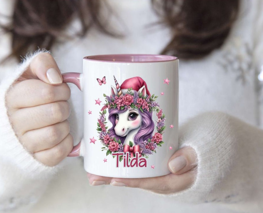 Weihnachtstasse Tasse Weihnachten personalisiert Kindertasse Einhorn Mädchen Nikolaus Geschenk - CreativMade 