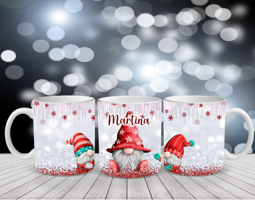 Weihnachtstasse personalisiert Gnome Tasse Weihnachten Keramik Emaille Geschenkidee Nikolaus - CreativMade 