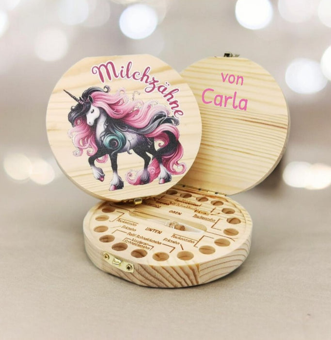 Zahndose personalisiert Milchzahndose Einhorn mit Name Zahnbox für Milchzähne Geschenk Einschulung - CreativMade 