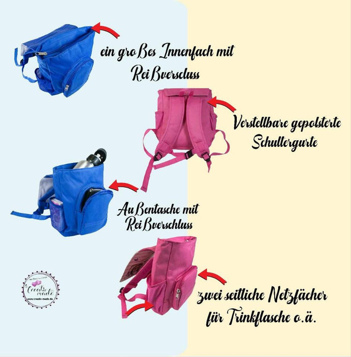 Kinderrucksack Drache personalisiert mit Name Junge Kindergartenrucksack Kindergartentasche Kita - CreativMade 