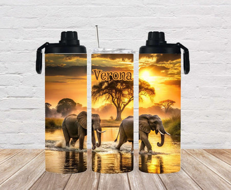 Thermobecher to go personalisiert Elefant Trinkbecher mit Strohhalm Tumbler Becher Kaffeebecher - CreativMade 