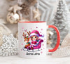 Weihnachtstasse Rentier Schlitten Tasse Weihnachten personalisiert Kindertasse Mädchen Nikolaus Geschenk - CreativMade 