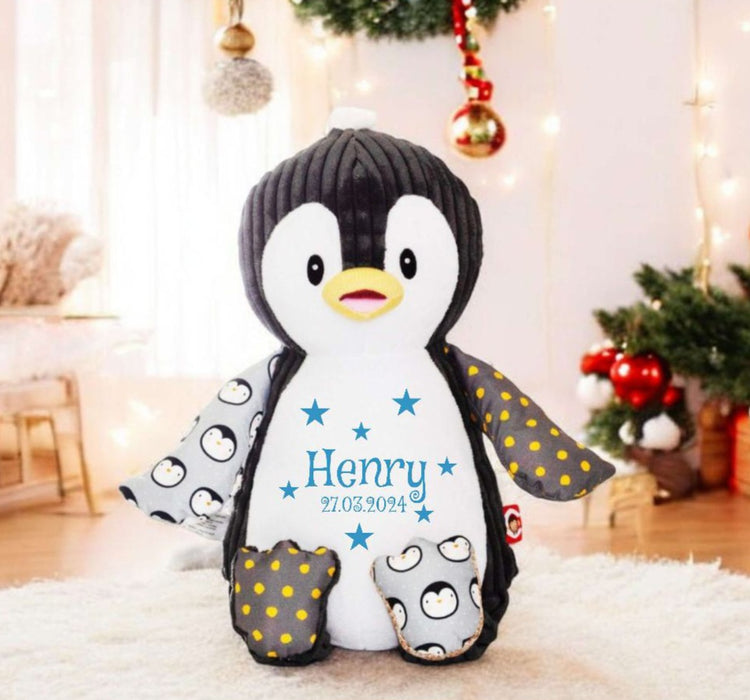 Pinguin Kuscheltier personalisiert mit Name Junge Plüschtier Weihnachtsgeschenk - CreativMade 