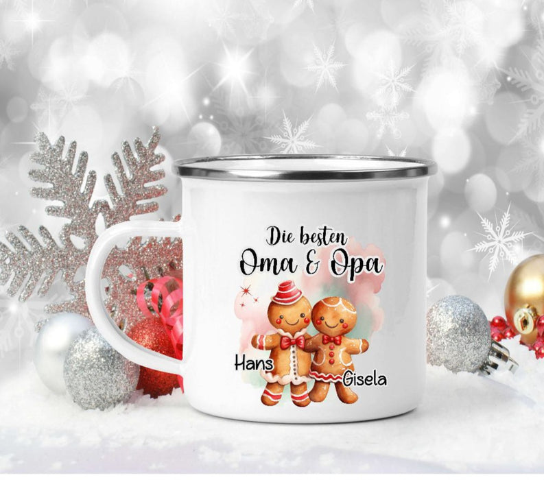 Weihnachtstasse personalisiert Oma & Opa Tasse Weihnachten Geschenk Familie Keksmännchen - CreativMade 