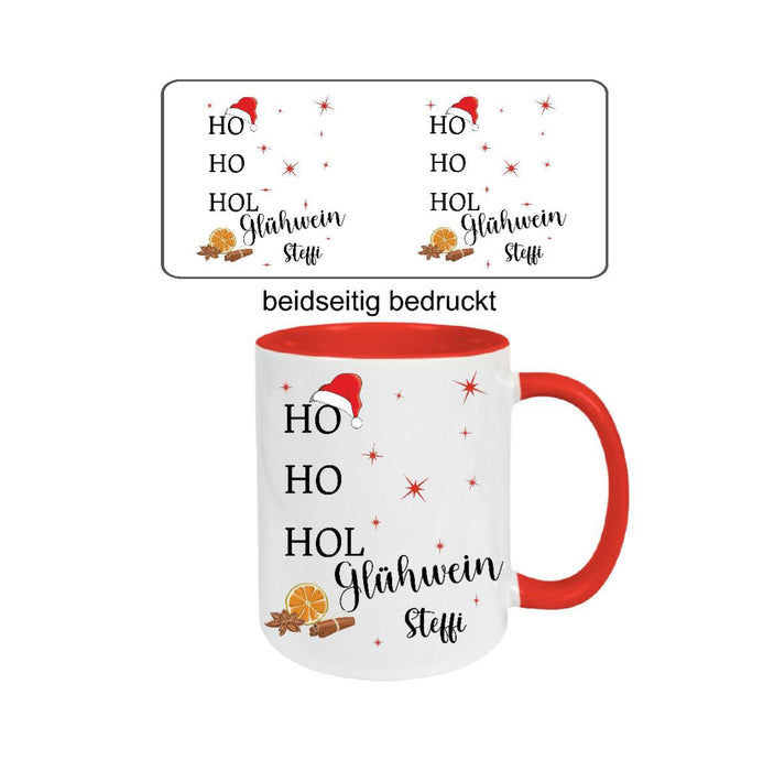 Weihnachtstasse personalisiert Ho Ho Hol Glühwein Spruch lustig witzig Tasse Weihnachten Keramik Emaille Geschenkidee Nikolaus - CreativMade 