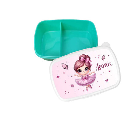 Brotdose Ballerina Kinder personalisiert mit Name Mädchen Lunchbox Einschulung Vesperbox Trennfach Kindergarten - CreativMade 