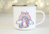 Personalisierte Tasse Einhorn Kindertasse mit Name Mädchen Emaille Keramik Namenstasse - CreativMade