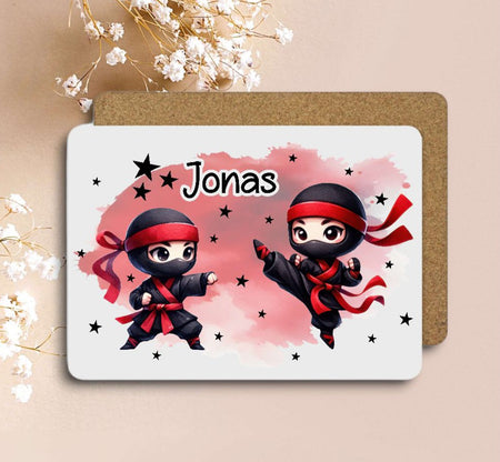 Tischset Kinder Ninja personalisiert mit Name Junge Platzdeckchen Platzset Einschulung - CreativMade