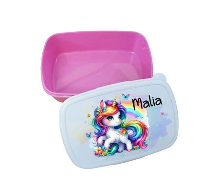 Brotdose Trinkflasche und Rucksack personalisiert Einhorn Kinder Set Edelstahl Flasche Kita Set Kindergarten Kinderrucksack Mädchen - CreativMade