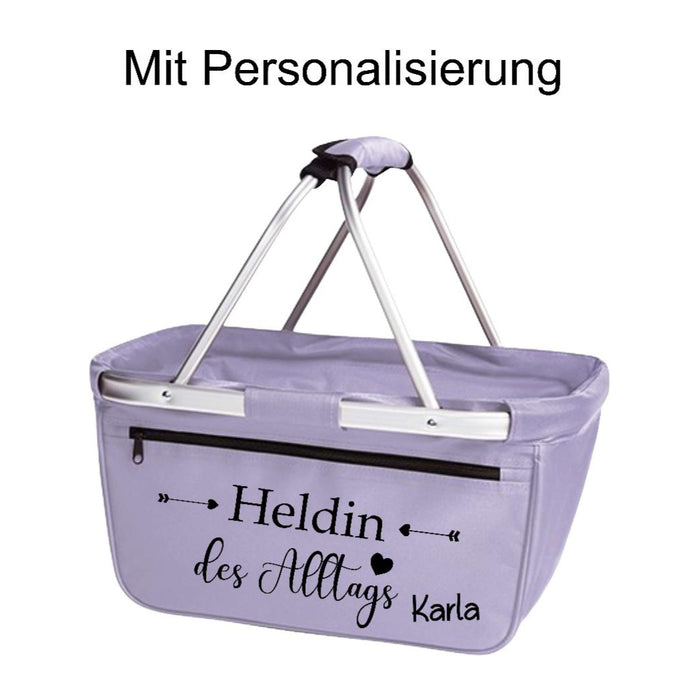Einkaufskorb personalisiert Heldin des Alltags personalisiert mit Name Tragekorb Faltbar Geschenk - CreativMade 