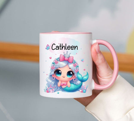 Personalisierte Tasse Meerjungfrau Kindertasse mit Name Mädchen Emaille Keramik Namenstasse - CreativMade