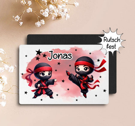 Tischset Kinder Ninja personalisiert mit Name Junge Platzdeckchen Platzset Einschulung - CreativMade