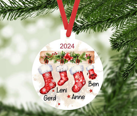 Weihnachtsbaumanhänger Familie personalisiert Stiefel Christbaumschmuck Weihnachtsbaumschmuck Ornament Christbaumanhänger - CreativMade 