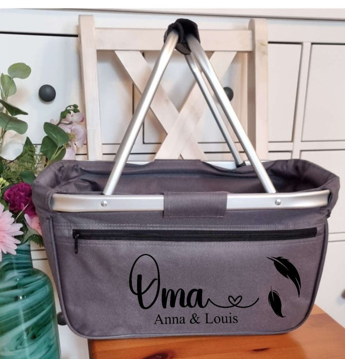 Einkaufskorb personalisiert Oma personalisiert mit Name Tragekorb Faltbar Geschenk - CreativMade 