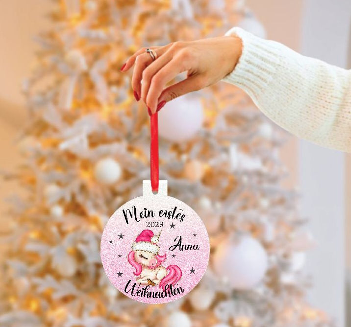 Einhorn Ornament Mädchen Weihnachtsschmuck für Kinder Einhorn  Weihnachtsschmuck Kinder personalisiert 7995 -  Schweiz