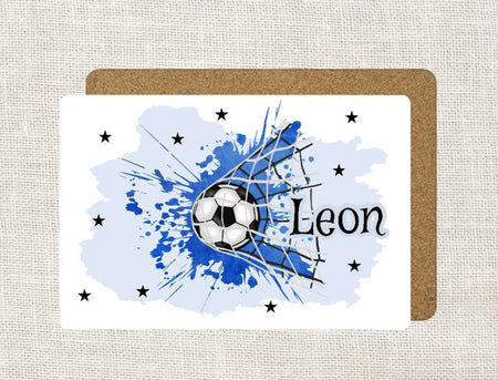 Tischset Kinder Fußball Blau personalisiert mit Name Junge Platzdeckchen Platzset Einschulung - CreativMade