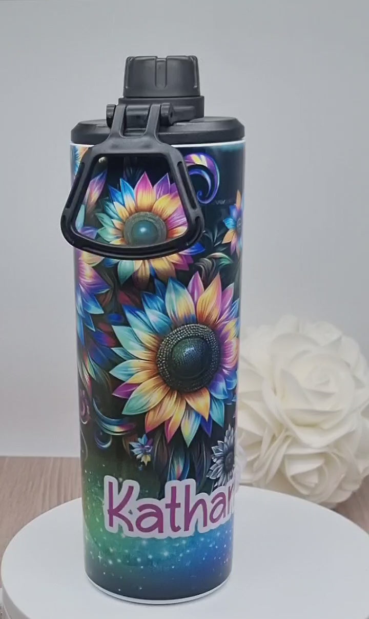 Thermobecher to go personalisiert Blumen Trinkbecher mit Strohhalm Tumbler Becher Kaffeebecher - CreativMade