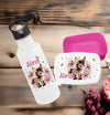 Set Brotdose und Trinkflasche personalisiert mit Namen Esel Edelstahl 500ml Lunchbox Mädchen - CreativMade