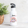 Personalisierte Trinkflasche Reh Regenbogen Kinder Edelstahl mit Name mit Strohhalm Mädchen Geschenk Einschulung Geburtstag - CreativMade 