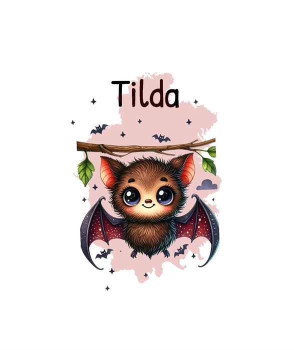 Kindergarten Rucksack personalisiert mit Name Fledermaus Mädchen Kindergartentasche Kita Kinder - CreativMade