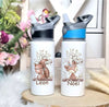 Personalisierte Trinkflasche mit Namen und Strohhalm Eule Waldtiere Wasserflasche aufklappbares Mundstück - CreativMade
