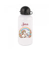 Trinkflasche Kinder Reh Regenbogen mit Name Mädchen Sportflasche Schule Karabiner Aluminium - CreativMade 