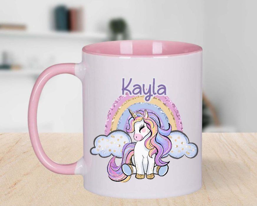 Personalisierte Tasse Einhorn Kindertasse mit Name Mädchen Emaille Keramik Namenstasse - CreativMade