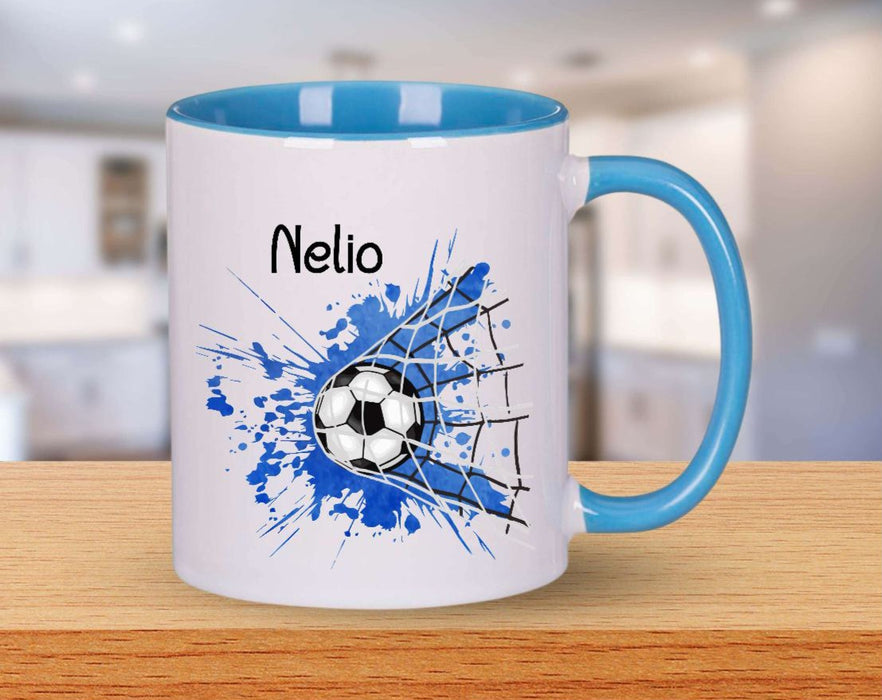 Personalisierte Tasse Fußball Kindertasse mit Name Junge Emaille Keramik Namenstasse - CreativMade