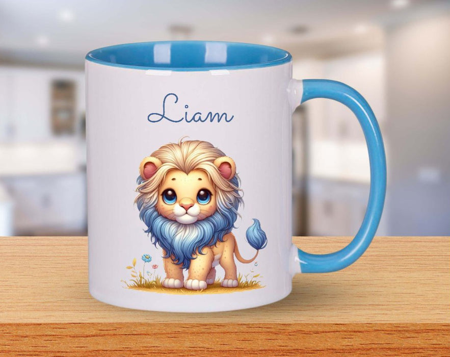 Personalisierte Tasse Löwe Kindertasse mit Name Junge Emaille Keramik Namenstasse - CreativMade