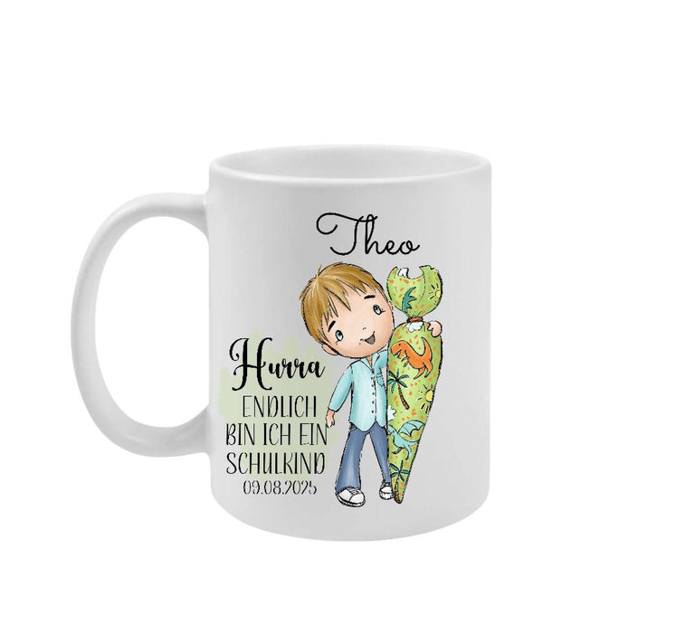 Schulkind Tasse personalisiert Jungen Einschulungstasse mit Namen Geschenk Einschulung Erstklässler - CreativMade