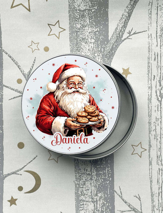 Keksdose Weihnachten personalisiert Plätzchendose Weihnachtsmann Geschenkidee Vorratsdose Blechdose - CreativMade 