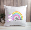 Personalisiertes Kissen Regenbogen Einhorn Mädchen Kinderkissen Kissenhülle Kissenbezug mit Reißverschluss 40x40cm - CreativMade