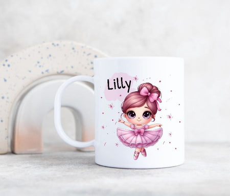 Kindertasse Tasse Ballerina Mädchen personalisiert mit Name Kunststoff bruchsicher Lerntasse Namenstasse - CreativMade