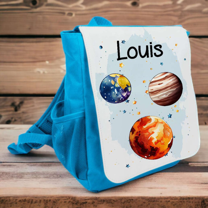 Kinderrucksack Planeten personalisiert mit Name Kindergarten Junge Kindergartentasche Kita - CreativMade 