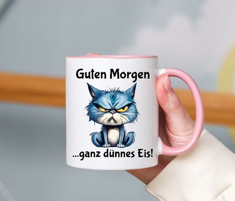 Tasse lustig Guten Morgen ganz dünnes Eis humorvoll personalisiert Spruch Emaillie oder Keramik witzig - CreativMade 