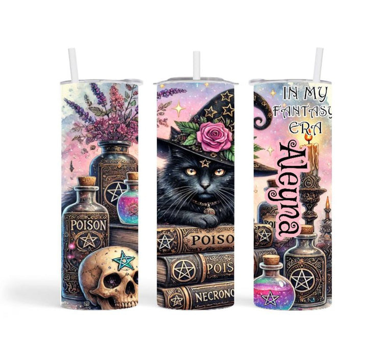 Thermobecher to go personalisiert Halloween Katze Trinkbecher mit Strohhalm Tumbler Becher Kaffeebecher - CreativMade 