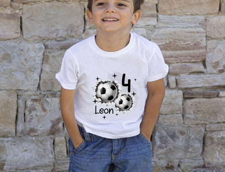 Geburtstagshirt personalisiert Fußball erster Geburtstag Kinder T-Shirt Jungen Geburtstag - CreativMade 