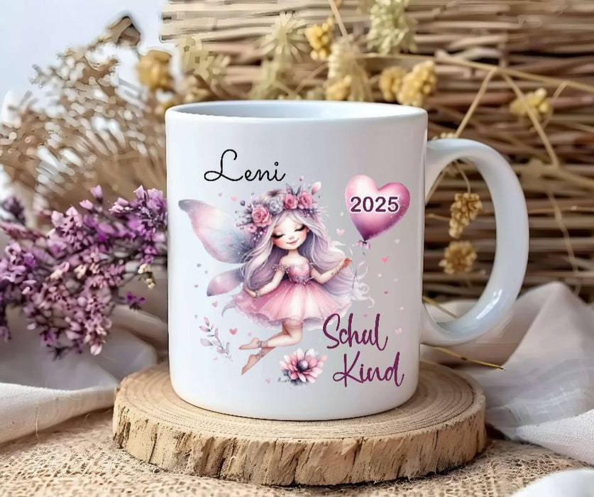 Schulkind Tasse personalisiert Mädchen Fee Einschulungstasse mit Namen Geschenk Einschulung Erstklässler - CreativMade