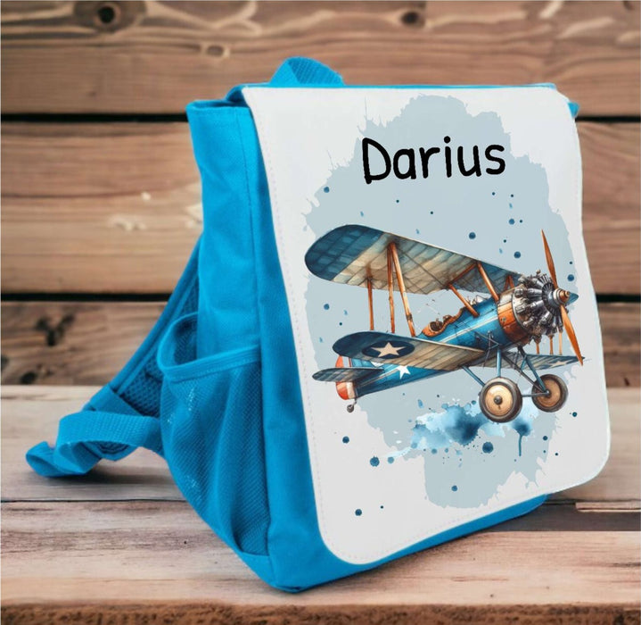 Kindergarten Rucksack personalisiert mit Name Flugzeug Jungen Kindergartentasche Kita Kinder - CreativMade