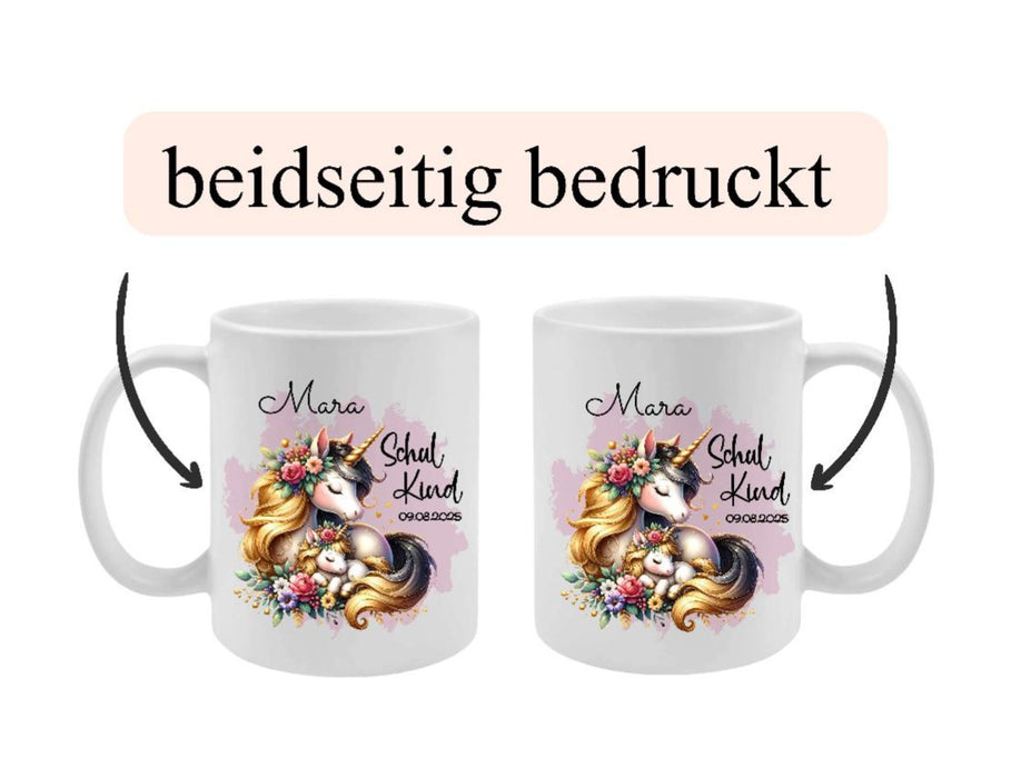 Schulkind Tasse personalisiert Mädchen Einhorn Einschulungstasse mit Namen Geschenk Einschulung Erstklässler - CreativMade