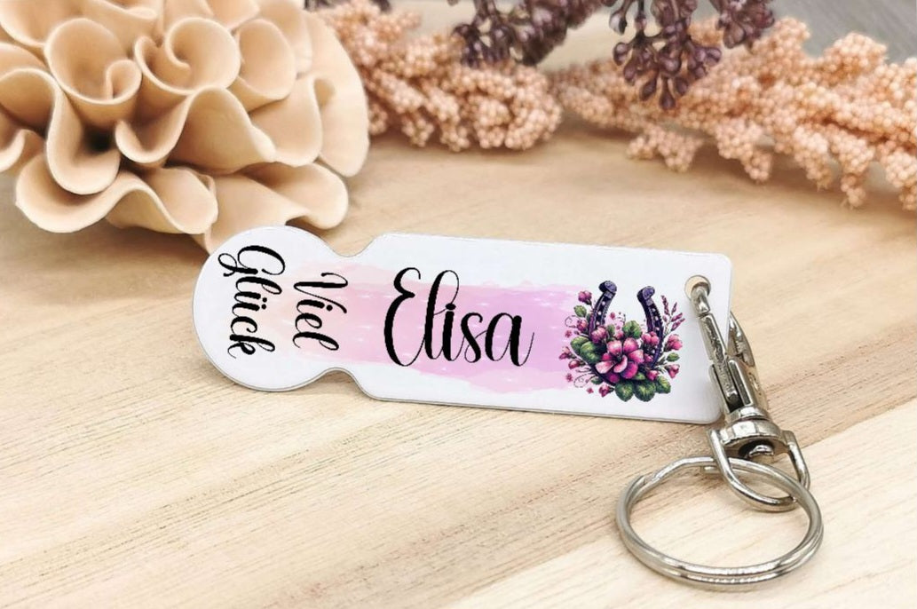 Einkaufswagenlöser viel Glück Hufeisen mit Name personalisiert Wagenlöser  Einkaufen Löser Geschenk 1 Euro Ersatz - CreativMade 