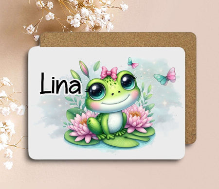 Tischset Kinder rutschfest personalisiert mit Name Frosch Mädchen Platzdeckchen Platzset - CreativMade