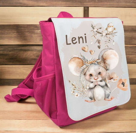 Kindergarten Rucksack personalisiert mit Name Maus Mädchen Kindergartentasche Kita Kinder - CreativMade