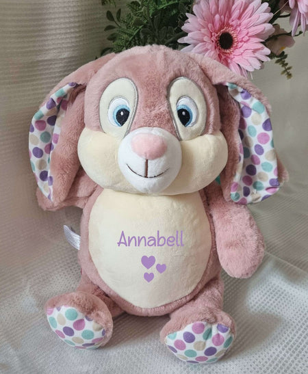 Personalisiertes Kuscheltier Hase mit Name Mädchen Plüschtier Stofftier Baby Geburtsdaten Taufgeschenk Taufe - CreativMade