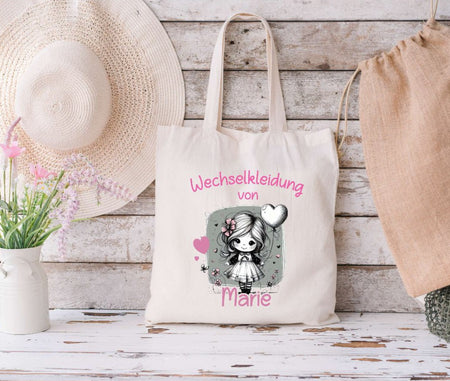 Wechselkleidung Kita Tasche personalisiert mit Name Mädchen Kindergarten Wechselwäsche Wechselsachen Beutel - CreativMade 