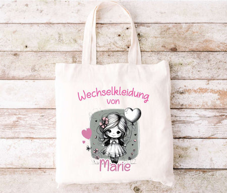 Wechselkleidung Kita Tasche personalisiert mit Name Mädchen Kindergarten Wechselwäsche Wechselsachen Beutel - CreativMade 